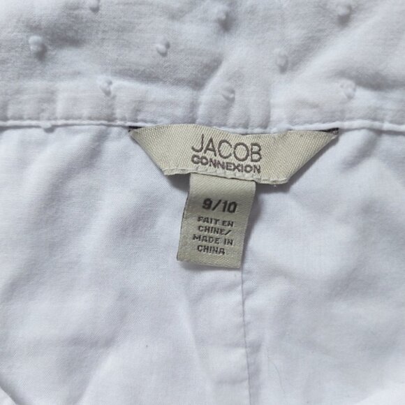 𝅺crisp WHITE 100% COTTON TEXTURED DOTTED SKIRT - Picture 3 of 7